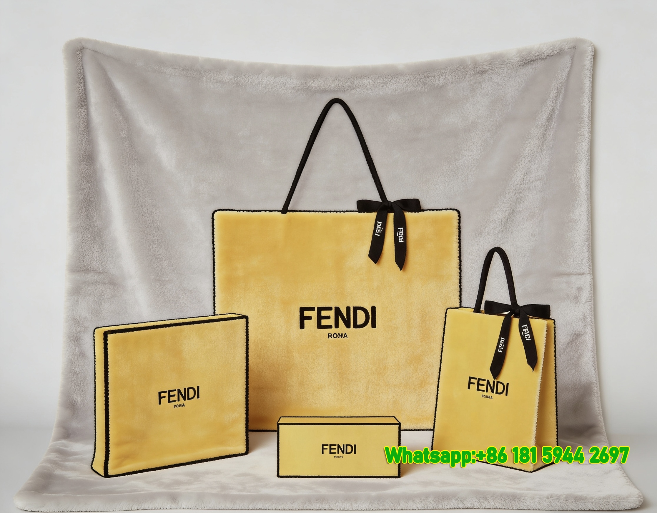 Fendi Yellow Gift Packaging Print Flannel Sofa Throw Blanket – Timeless IMG_9387